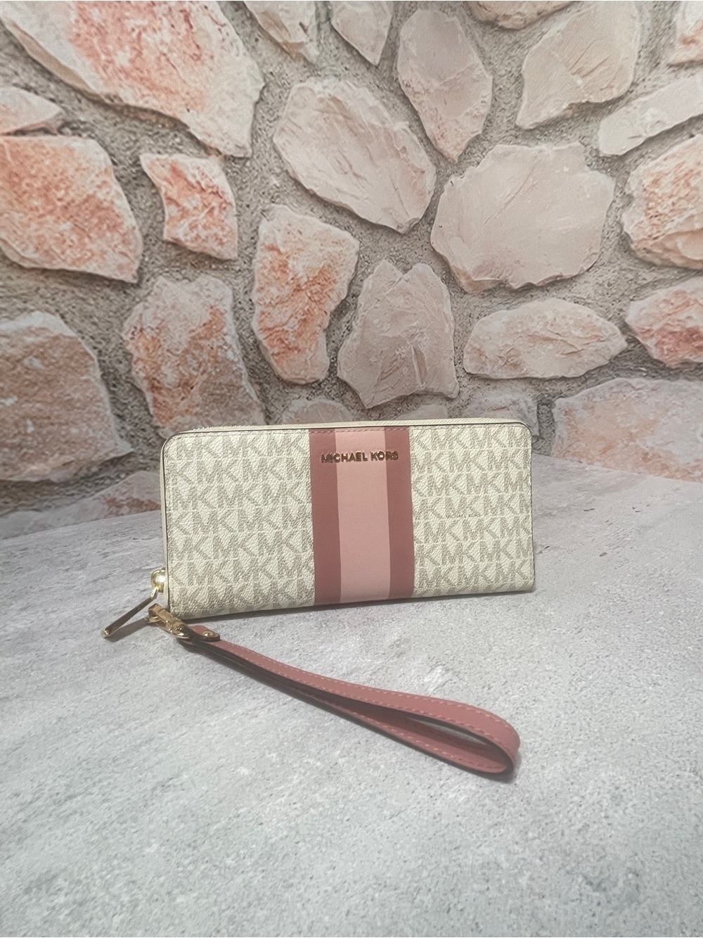 Michael Kors Rose Pink Center Stripe Legacy Hamilton Satchel & Matching Wallet - Picture 10 of 13